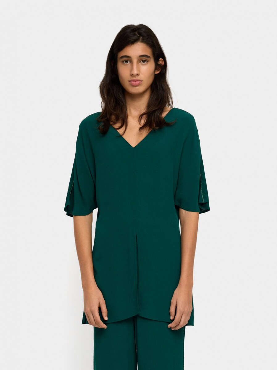 Blusa Larga Detalle Brillante - verde 