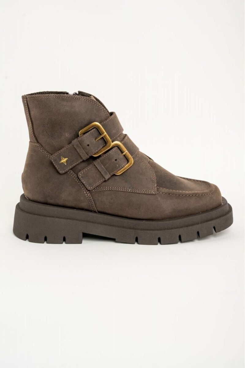 Bota Cuero Con Hebillas - Vison 