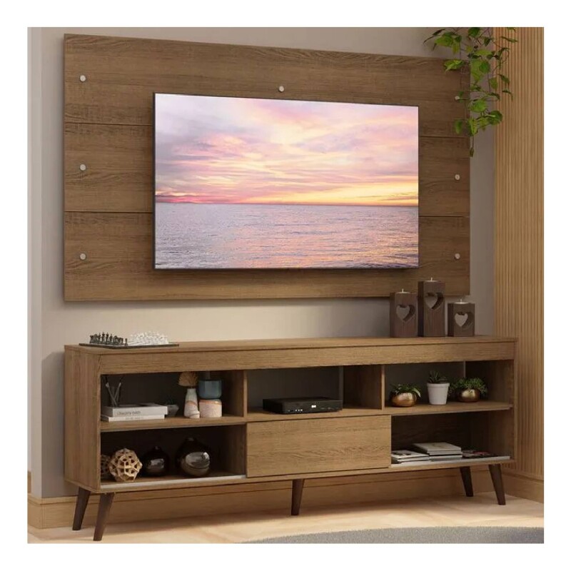 Rack con Panel para TV hasta 65 Pulgadas Rustico