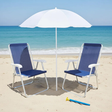 Set Sombrilla + Sillas x2 Pleg + Saca Arena Playa MOR Plata