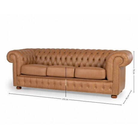 Sofá Chesterfield Novo - Cuero Advanced - 3 cuerpos Mostarda