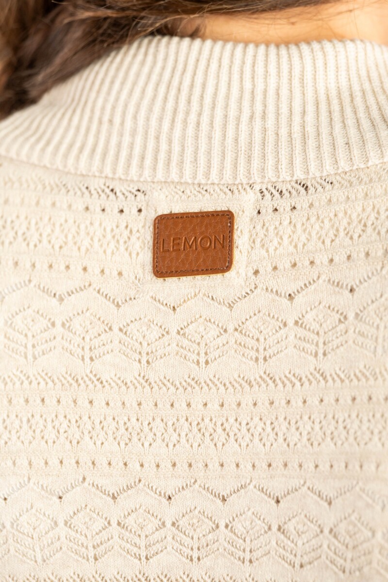 Cardigan C/solapa Algodón Elastano Beige Melange