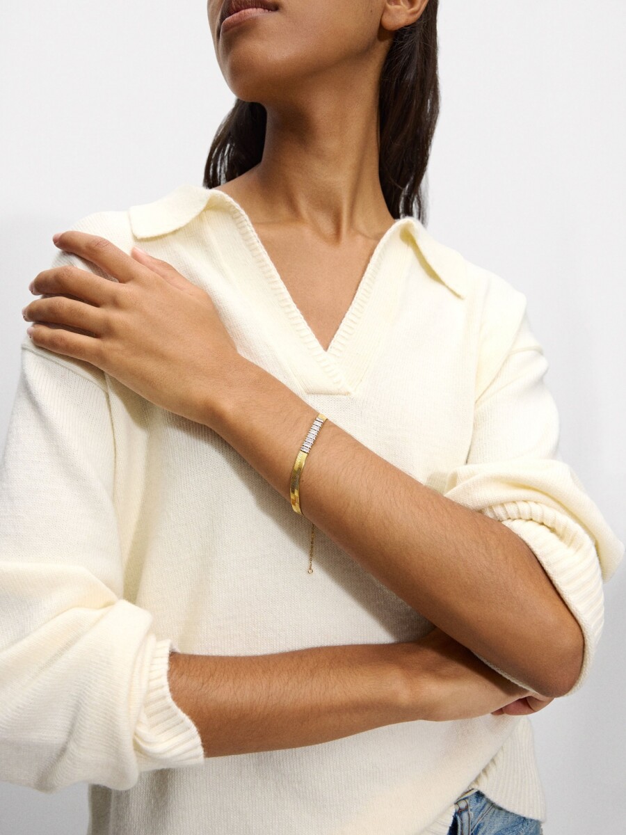Pulsera Con Cristales - Acero Inoxidable dorado