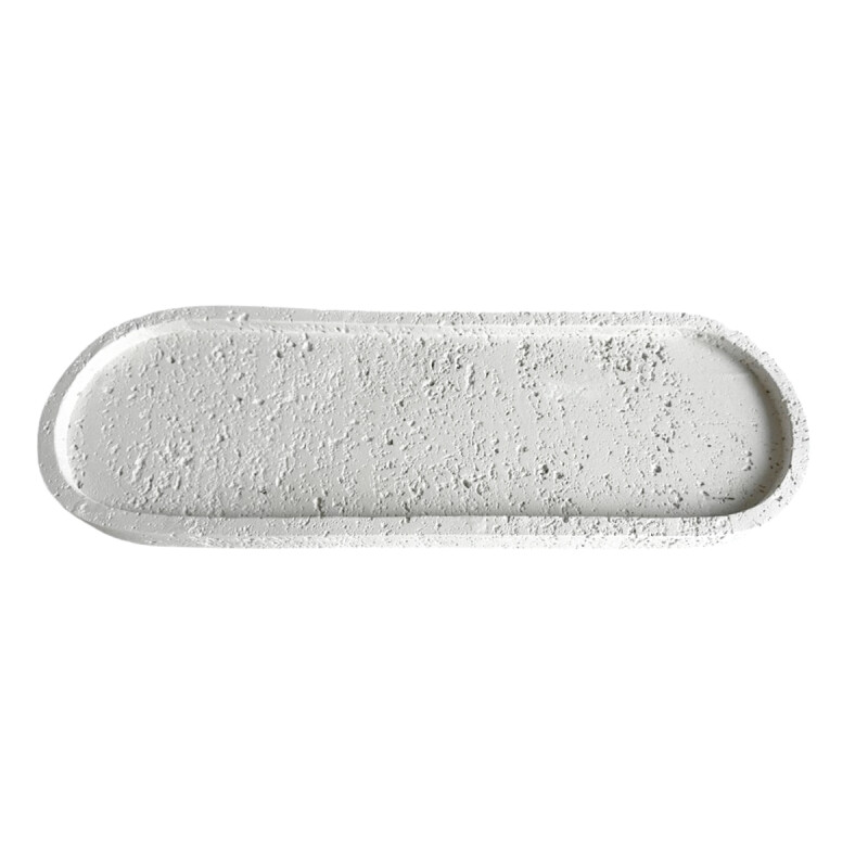Bandeja decorativa simil piedra cementicia oval 28x11 cm GRIS