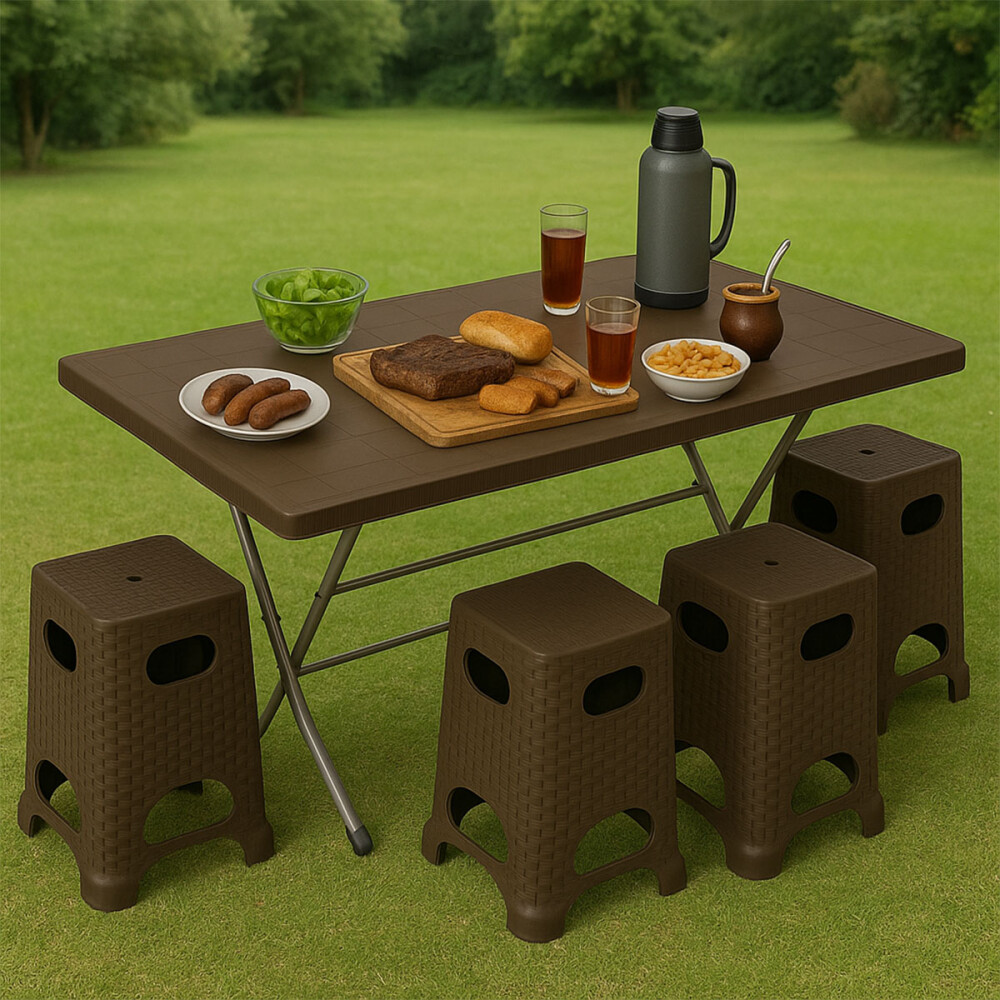 Juego De Jardín Mesa Plegable 4 Bancos Juego De Jardín Mesa Plegable 4 Bancos