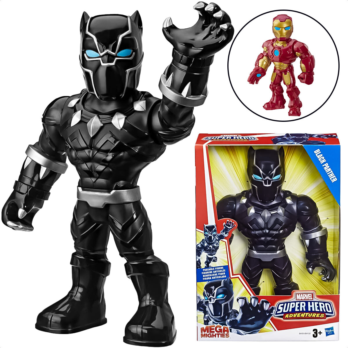 Figura Marvel Mega Iron Man Pantera Negra Hasbro 25cm - Black Panther 
