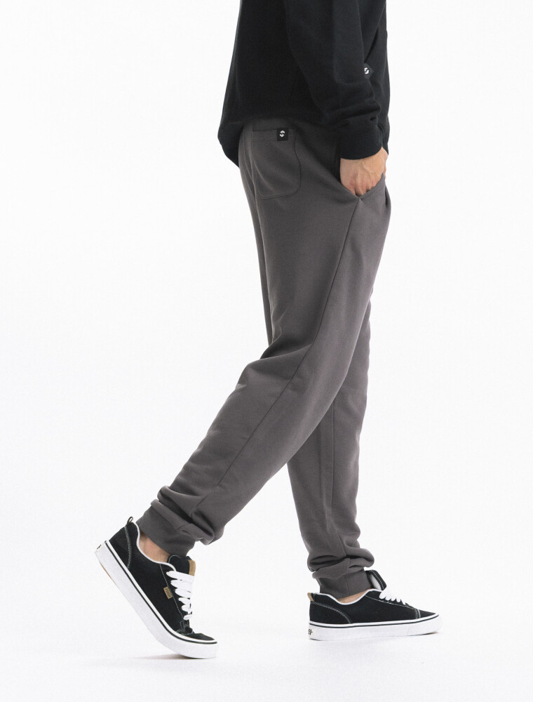 Pantalón de Felpa Con Puño Gris Oscuro Melange