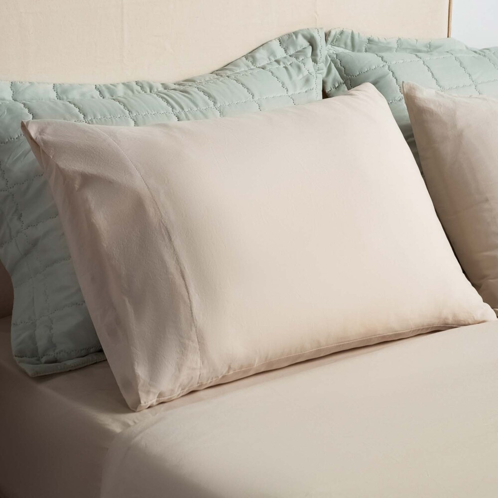 JUEGO DE SABANAS QUEEN POLIESTER NATURAL-BEIGE PREWASHED ARENA