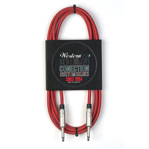 Cable Western Plug Mono 3 mts tela Rojo C&C Recto-recto Unica