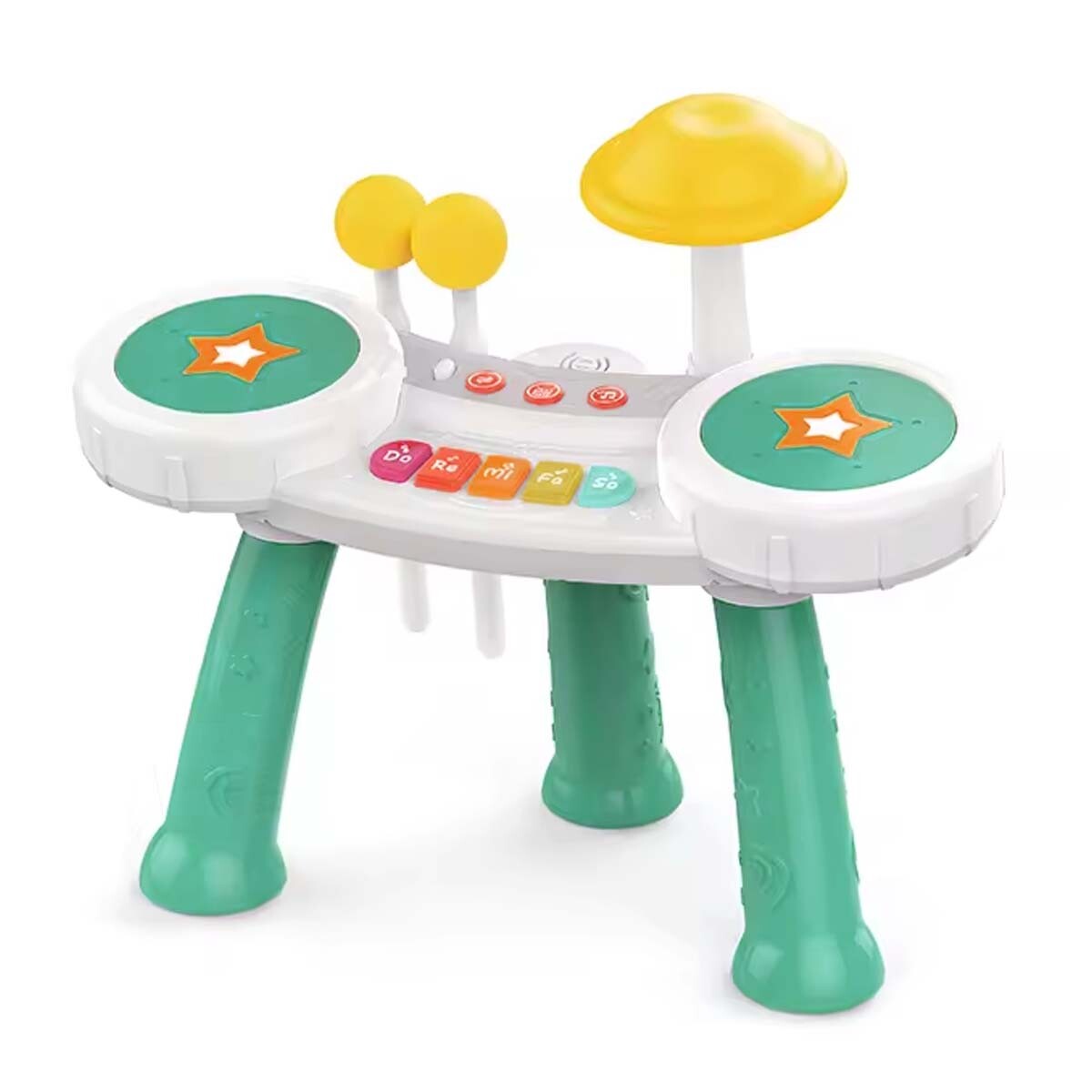 Piano y Batería con Música Sonidos Notas Juegos Bebé Huanger - Verde 