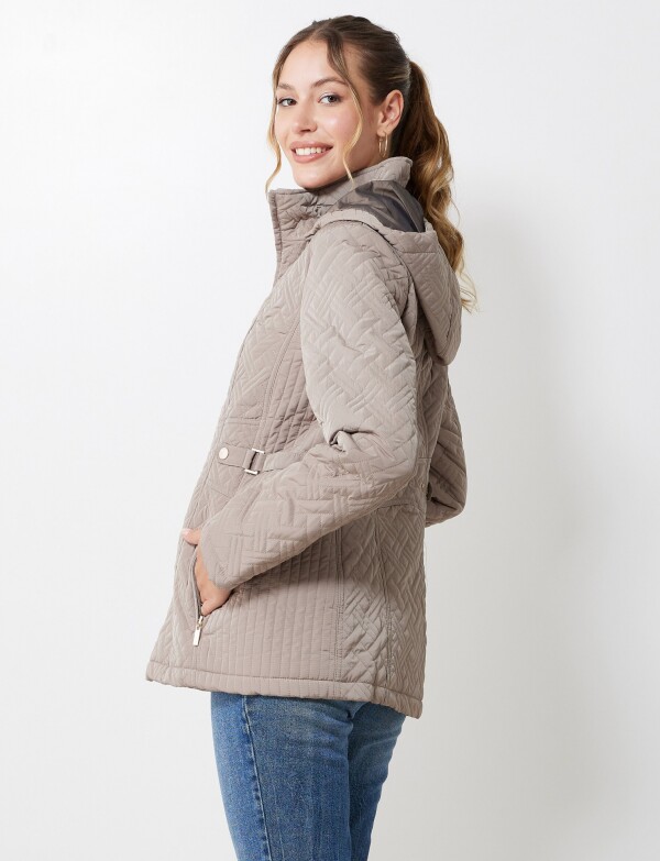 Campera Capitoneada Capucha TOSTADO