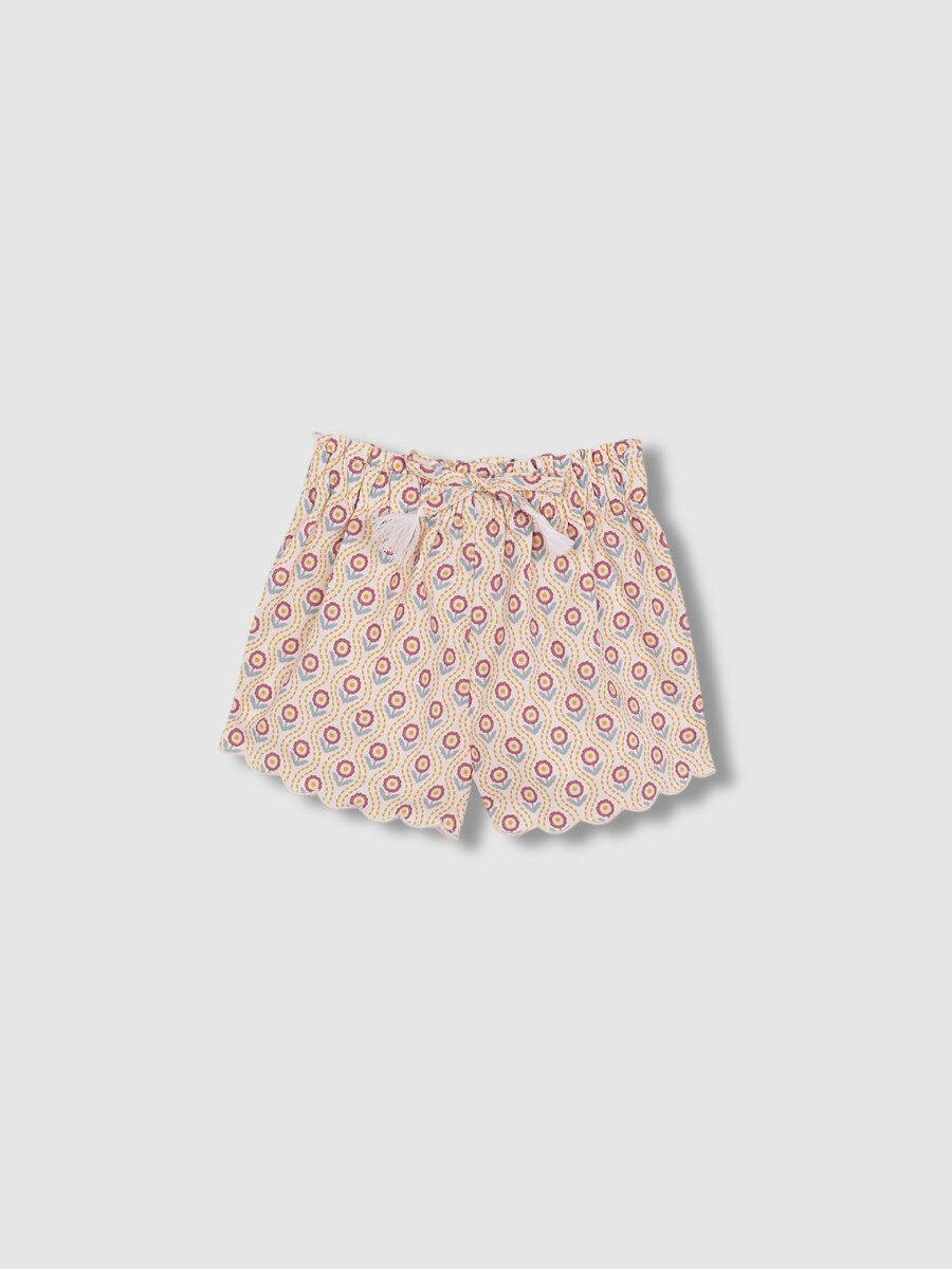 Bombacho Estampado Con Cordones Blanco