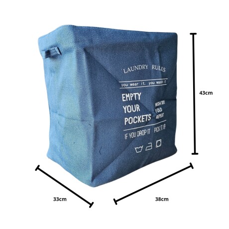 Bolso canasto con cierre y tapa de tela para Ropa Lavanderia Azul