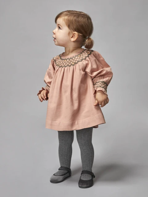 Vestido Nido De Abeja Rosa