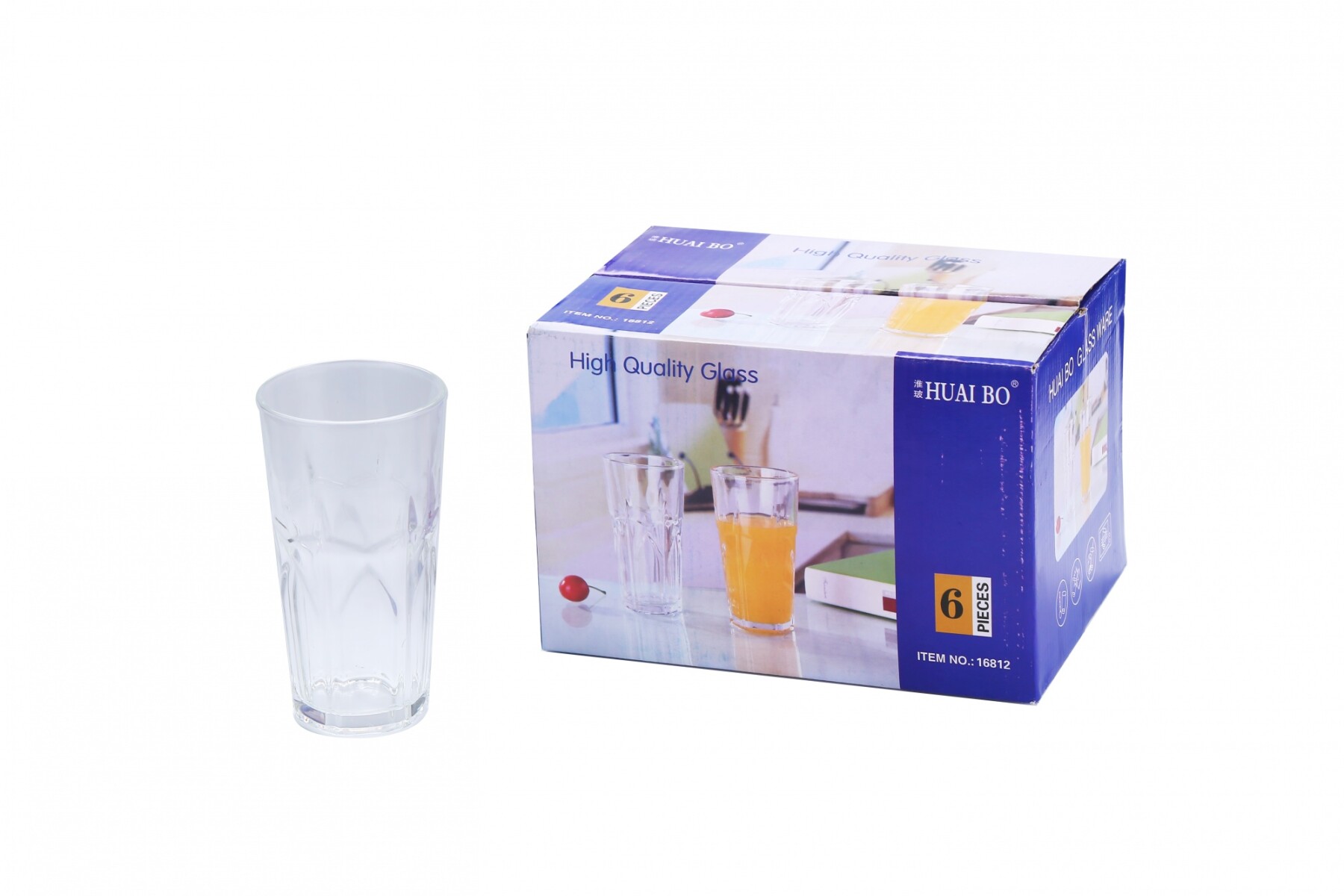 Vaso vidrio pack x6 - Vaso Vidrio Pack X6 Caja De Color 