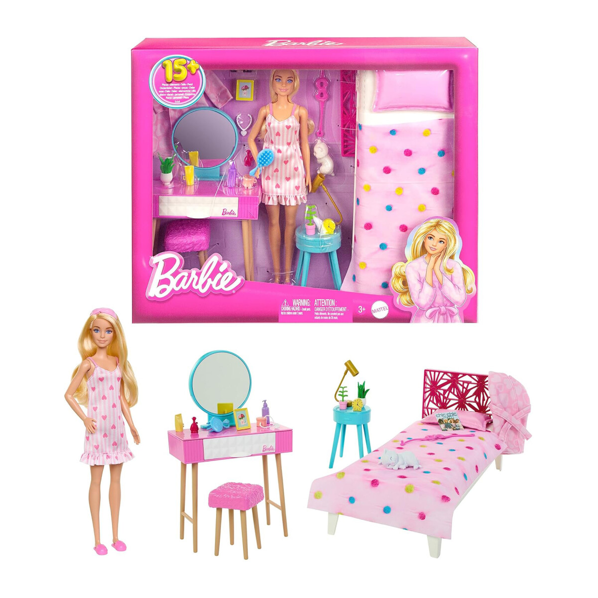 Muñeca Barbie Y Mobiliario De Habitación 