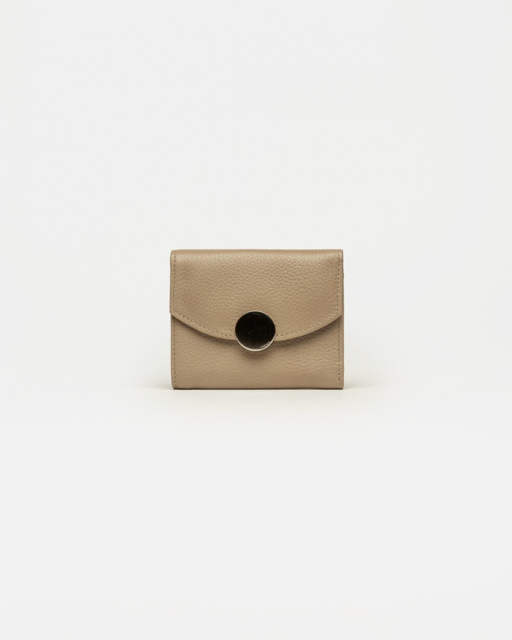 Billetera The Circle en cuero graneado Taupe