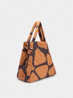 Bolso Shopper De Nylon Estampado Con Colgante naranja
