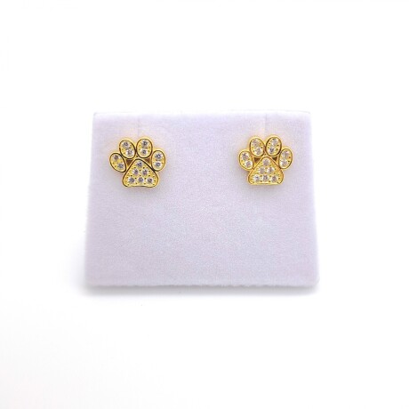 Caravanas de plata 925 con baño de oro amarillo y circonias, HUELLITA. Caravanas de plata 925 con baño de oro amarillo y circonias, HUELLITA.