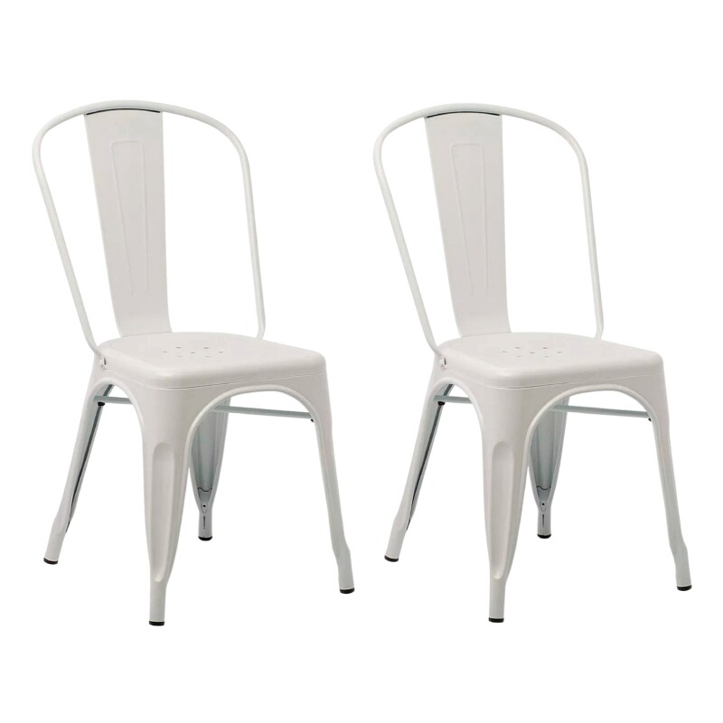 Pack x2 Sillas Tolix Lumax Metal Colores Living Comedor Blanco