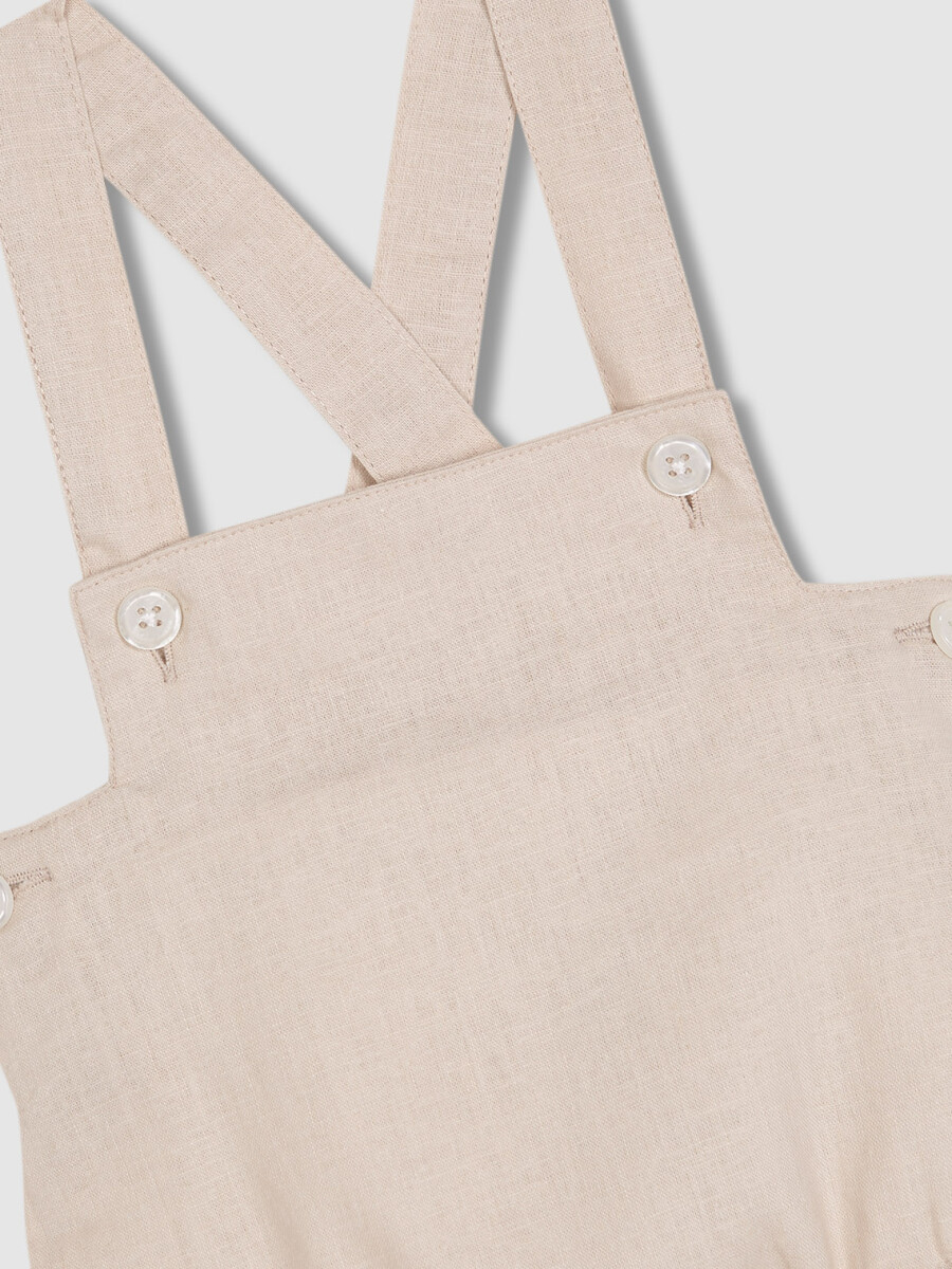 Bombacho De Lino Con Tirantes Marron