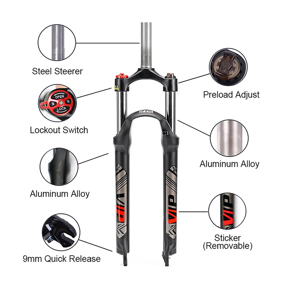 Horquilla Delantera Para Bicicleta MTB 26'' Bucklos 