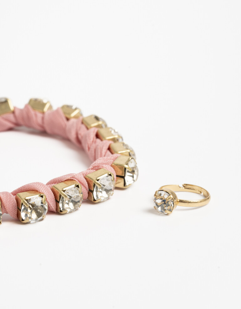 Tobilleras Cordón Set De Tobillera Y Anillo - Rosa Viejo