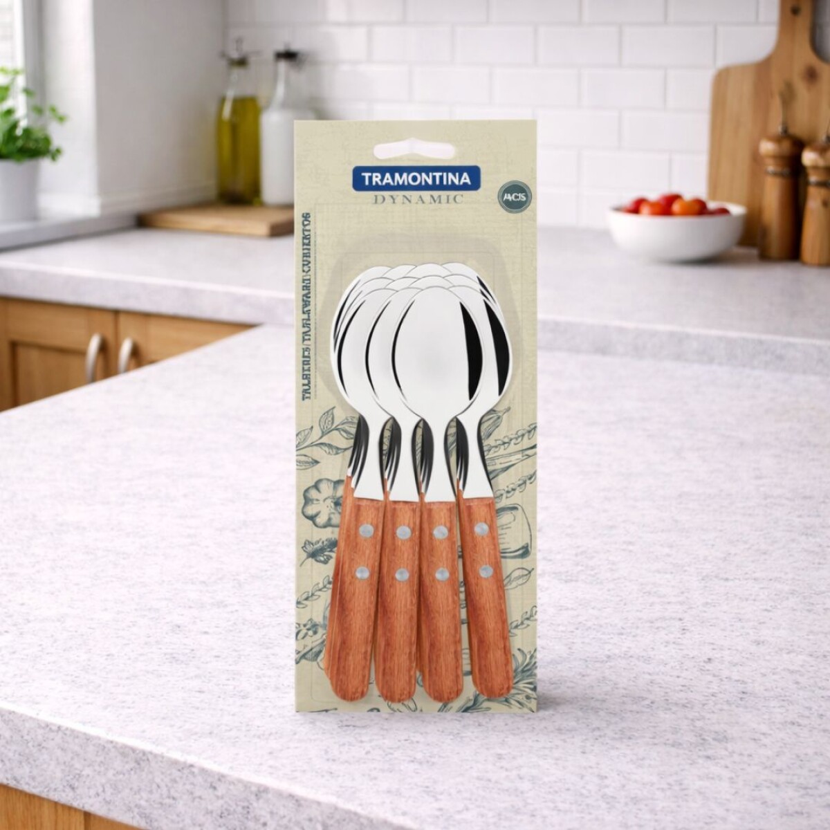 SET CUCHARAS MANGO MADERA DYNAMIC X 12 - MARRON 