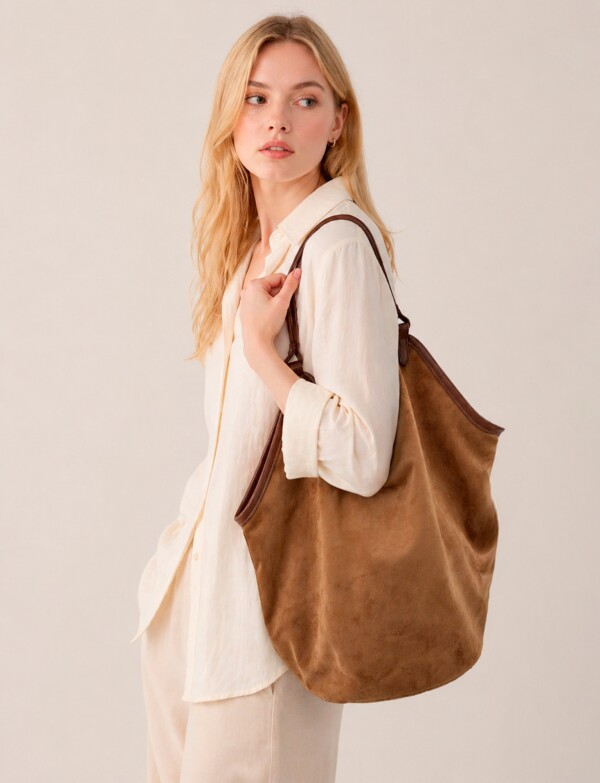 Cartera Hobo Suede BEIGE OSCURO
