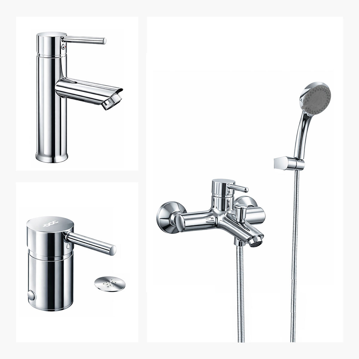 Juego De Griferia Incluye Lavatorio Ducha Exterior Y Bidet Linea Deerfield 