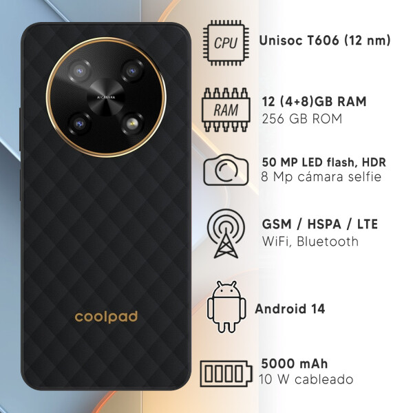 Celular Coolpad C16 12gb (4+8)gb Ram 256gb 4g + Regalo PK COOLPAD C16 12/256 NEGRO + REGALO