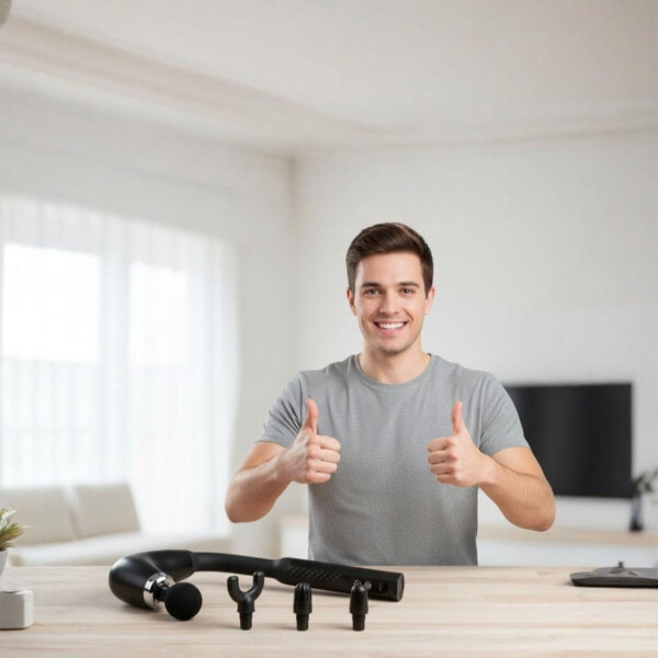 Masajeador Pistola De Masaje 9 Velocidades 4 Niveles USB Color Negro