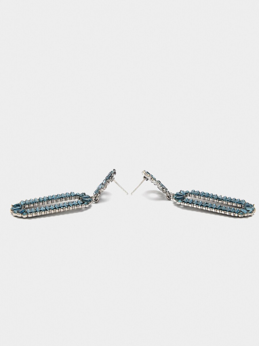 Pendientes Maxi Alargados De Cristales azul
