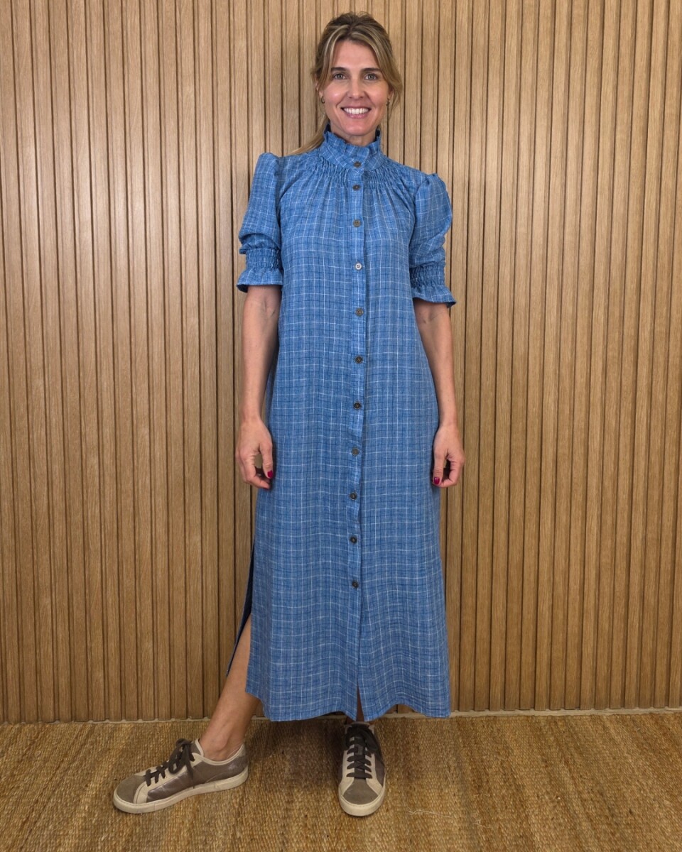 Vestido Maldivas - Cuadros Azul 