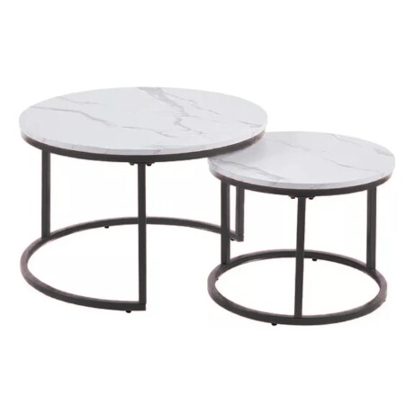 Set 2 mesas auxiliares ratonas tipo nido Doncaster Negro/blanco