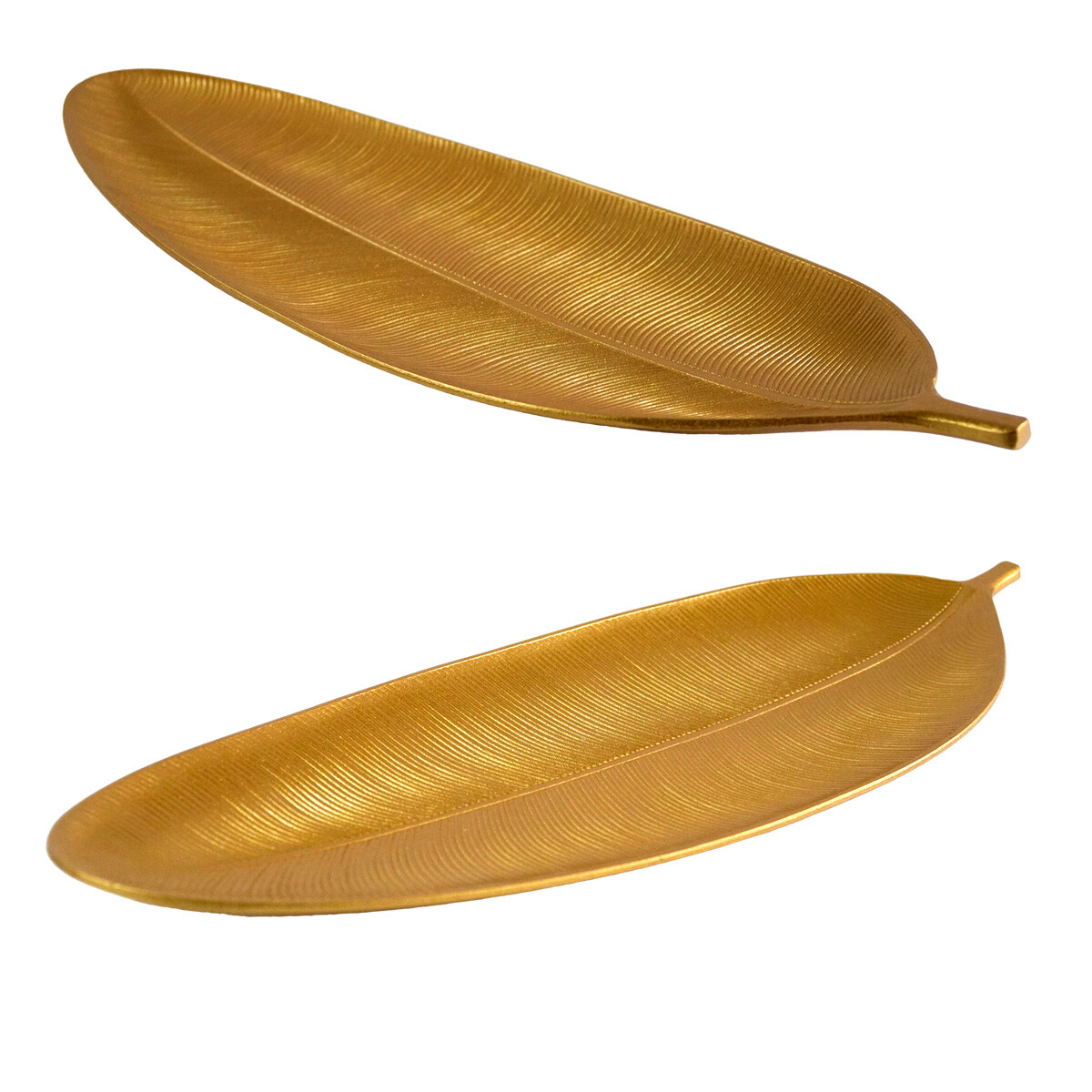 BANDEJA PLASTICO FORMA HOJA DORADA 58.5X21.5X4CM 500GR 