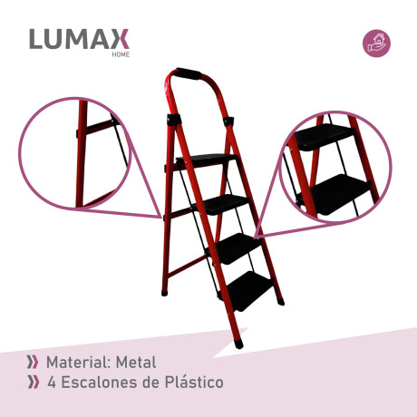 Escalera Tijera 4 Escalones De metal/plastico Rojo/Negro