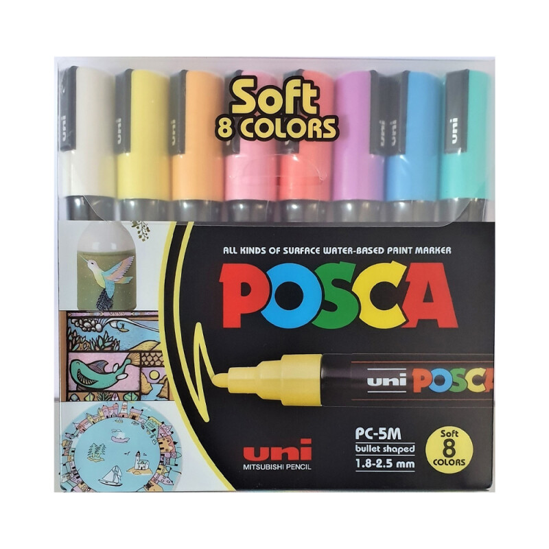 Marcadores Uni Posca 1.8-2.5mm Pack 8 Soft Colores Marcadores Uni Posca 1.8-2.5mm Pack 8 Soft Colores