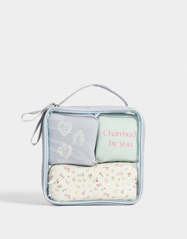 Porta Cosméticos Estampados Set De Portacosméticos - Azul Celeste
