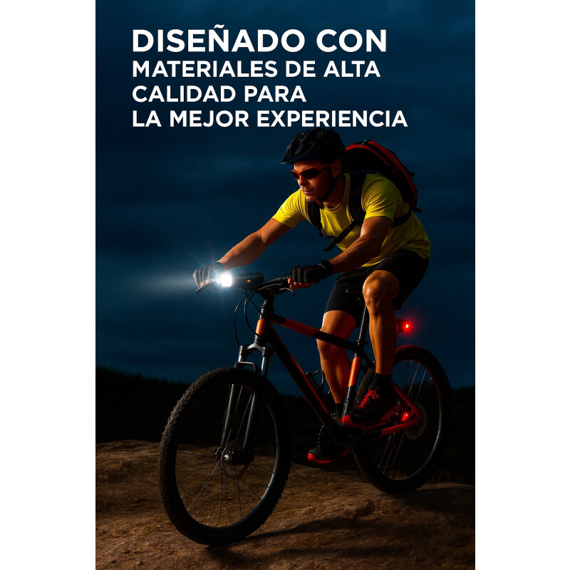 Luz Para Bicicleta Set Trasera + Delantera Recargable Negro