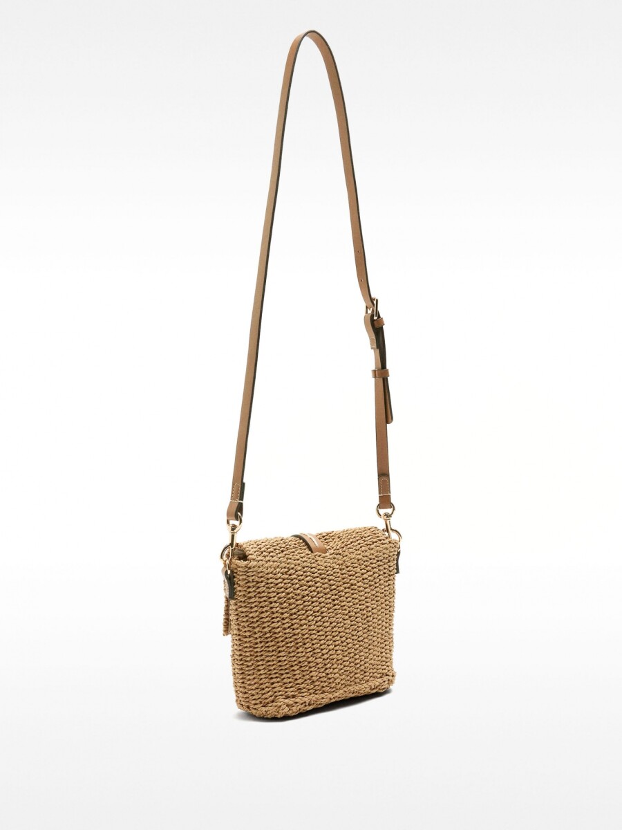 Bolso Bandolera Efecto Rafia Con Solapa natural