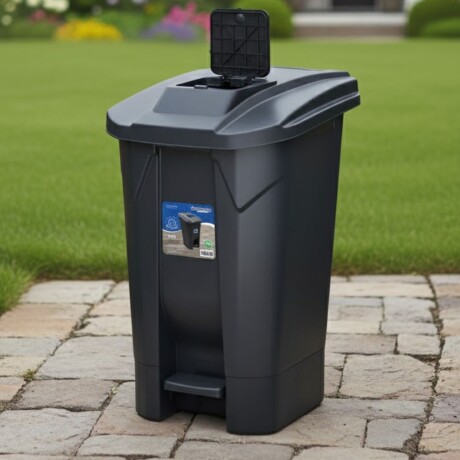 Tarro de residuos con ruedas y pedal 120 lts AZUL