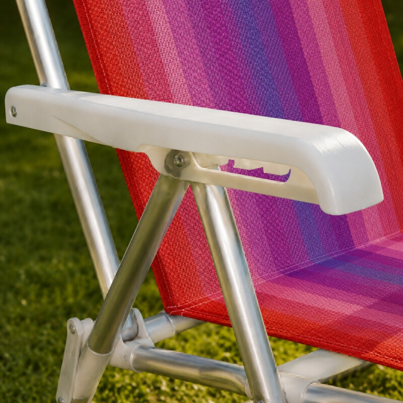 Set x2 Silla reclinable 4 posiciones aluminio ROJO
