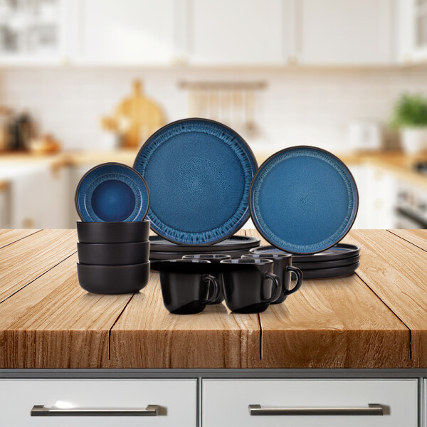 JGO VAJILLA 16PCS NEGRO INTERIOR AZ JGO VAJILLA 16PCS NEGRO INTERIOR AZ