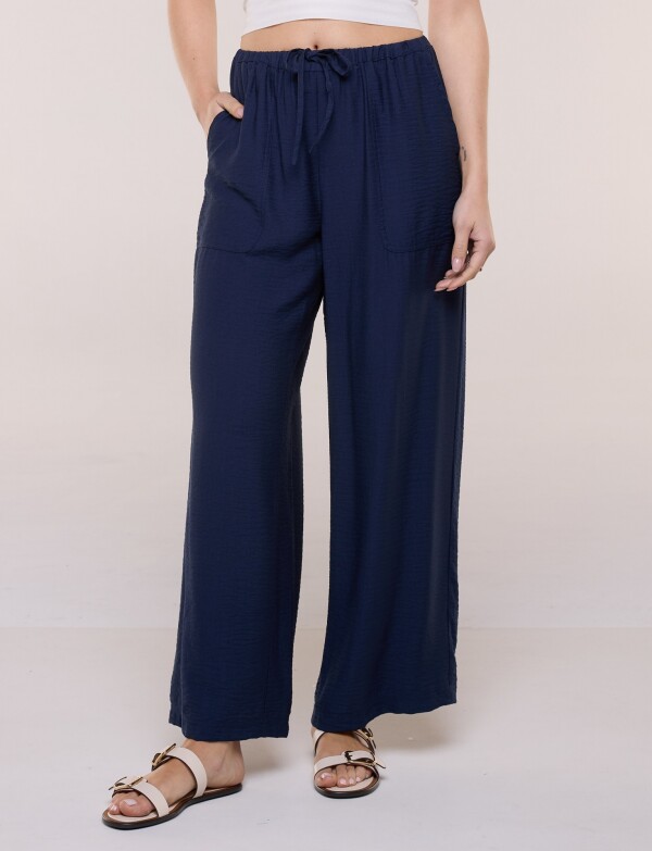Pantalon Holgado Con Cordón Ajustable Y Bolsillos AZUL