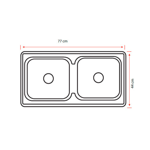 Pileta Para Cocina Doble Brillo Pulida De Acero Inoxidable 78X42X22Cm Dgc 000