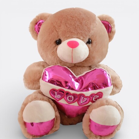 Oso de Peluche con Corazón Rosado Marrón