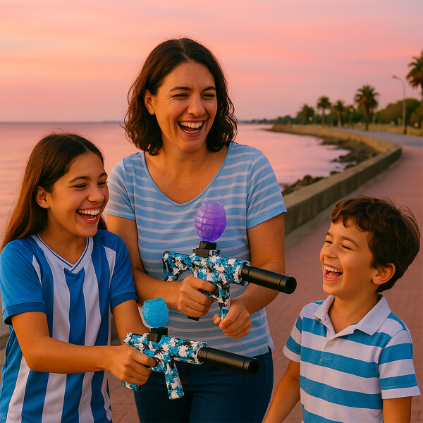 Pistola Hidrogel Ametralladora Lentes Municiones Recargable Color Azul