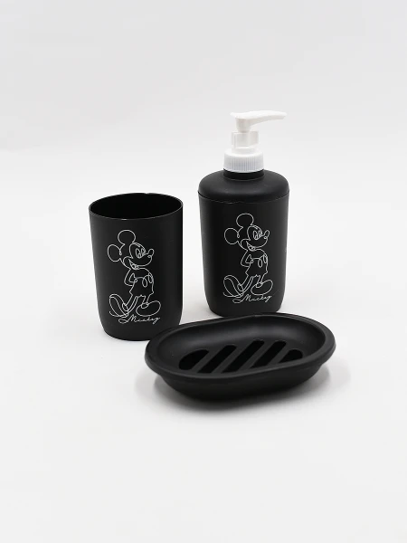 JABONERA SET Y DISPENSADOR VASO MICKEY NEGRO