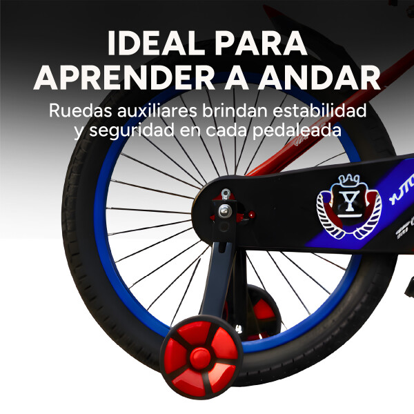 Bicicleta Infantil Yjtong R18 Canasto Parrilla Guardabarros Rojo 1